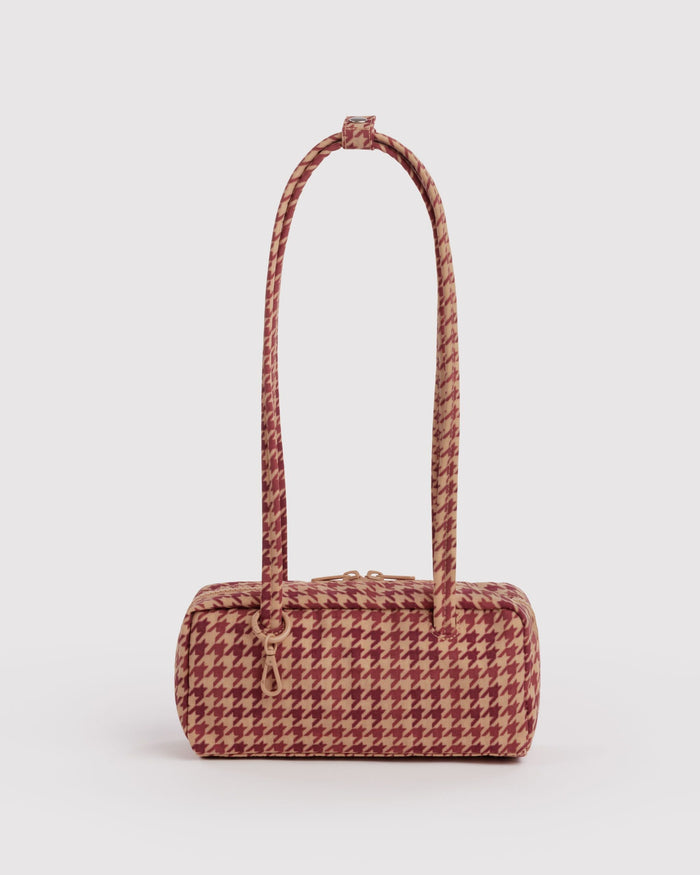 Small Nylon Bowler Bag O2 - Tan Houndstooth / OS
