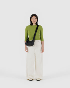 Small Recycled Leather Crescent Bag R4