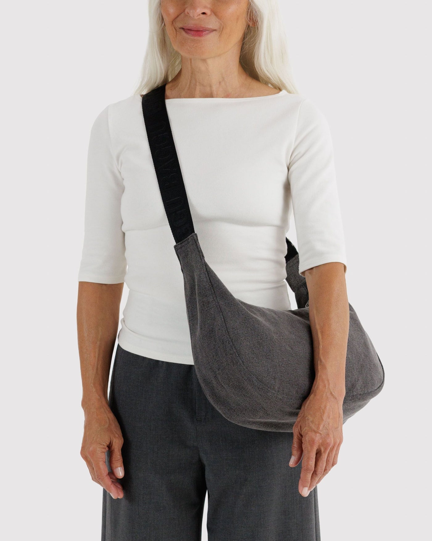 Medium Denim Crescent Bag E8