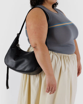 Medium Recycled Leather Crescent Bag H9