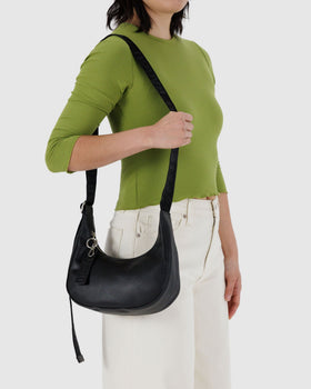 Small Recycled Leather Crescent Bag R4