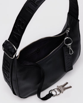 Small Recycled Leather Crescent Bag R4